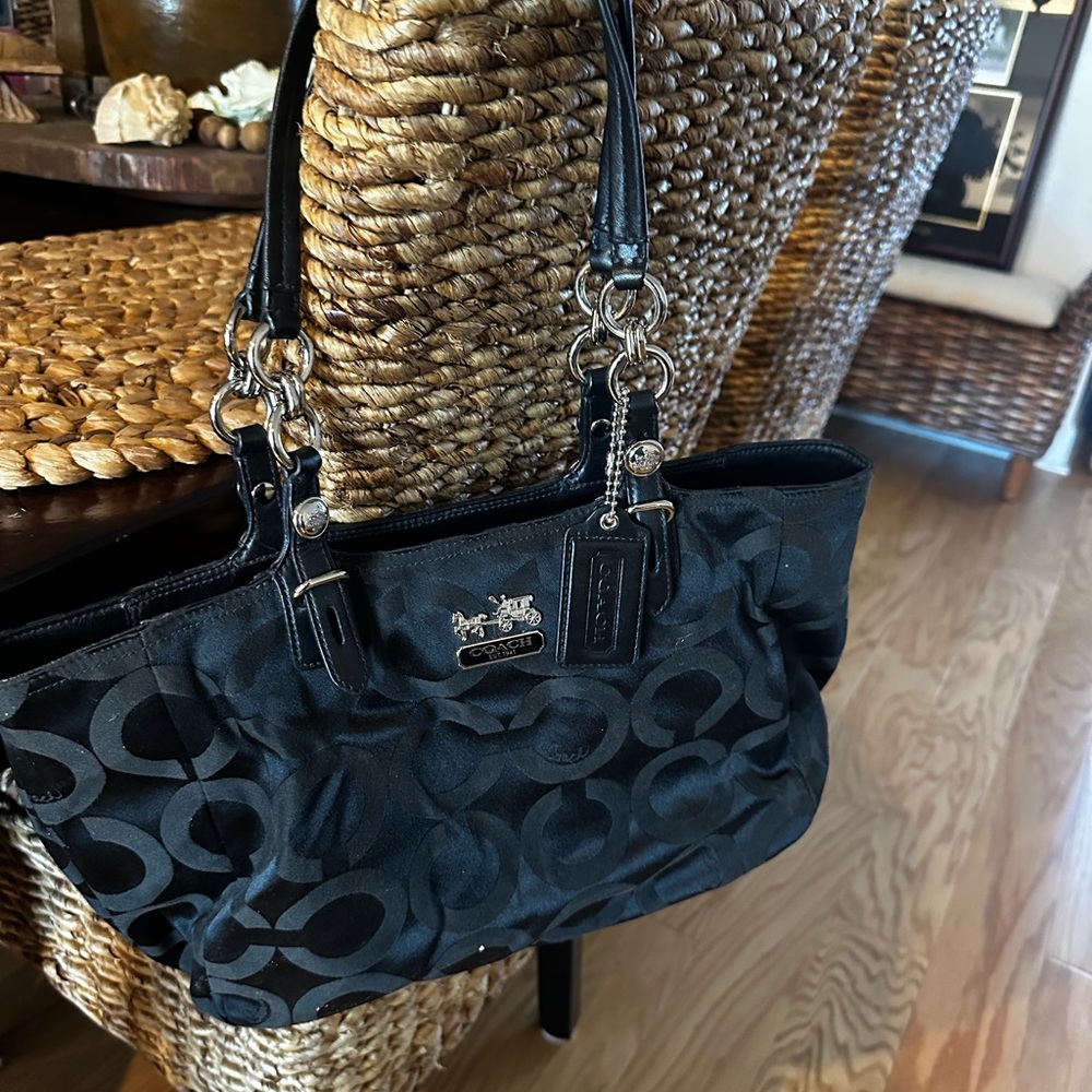 Coach Black Signature Tote Bag